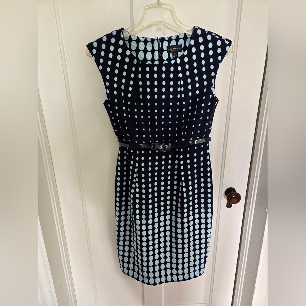 Blue polka dotted dress